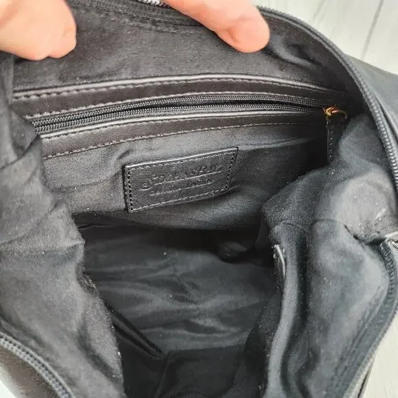 St. John’s Bay Black Leather Hobo Shoulder Bag Satchel Work Office Purse FLAWED - Picture 9 of 16